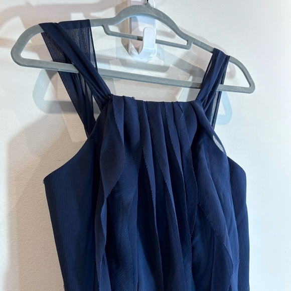 WHITE BY VERA WANG Sz 8 Vertical Ruffles Sheer Lined Knee Length Dress NEW - Picture 3 of 11